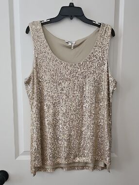 DKNY Gold Sequin Tank Top
